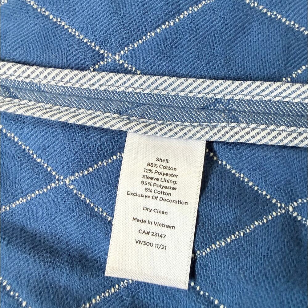 Talbots Quilted Chambray Jacket Size 12 Blue Tweed Trim Cropped - Picture 10 of 15